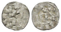Italy, Lucca. Enrico III, IV or V . AD 1039-1125. AR Denaro (14,5 mm, 0,7 g). Monogram. R/ LVCA. Biaggi 1058. 