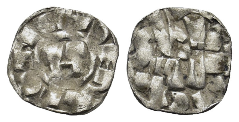 Italy, Lucca. Enrico III, IV or V . AD 1039-1125. AR Denaro (14,5 mm, 0,8 g). Mo...