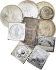Spain, Large lot of 10 AR medals, including a fine silver .999 barr ingot by Argor. Total weight: 120 g.
