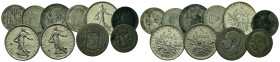 World, Large lot of 10 AR coins from Spain and France to be cataloged. Total weight 78 g