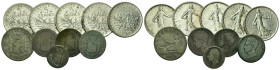 World, Large lot of 10 AR coins from Spain and France to be cataloged. Total weight 86 g