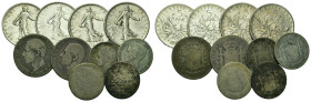 World, Large lot of 10 AR coins from Spain and France to be cataloged. Total weight 86 g