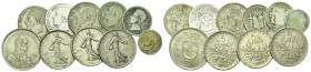 World, Large lot of 10 AR coins from Spain and France to be cataloged.Total weight 92 g