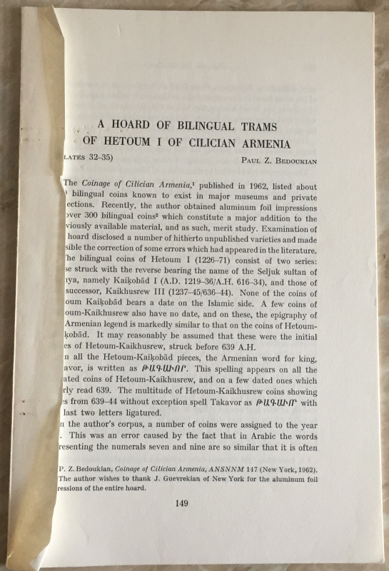 Bedoukian P.Z. A Hoard of Bilingual Trams of Hetoum I of Cilician Armenia. Bross...