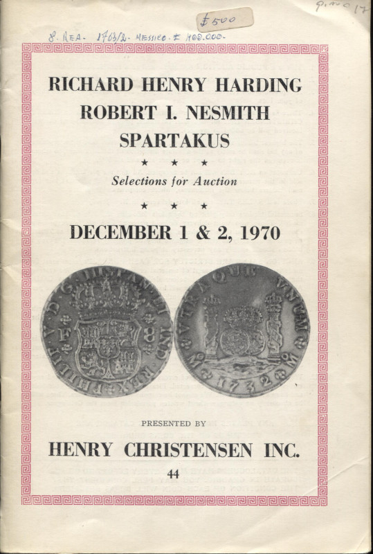 CHRISTENSEN H. – Madison, 1 – December, 1970. Coll. Richard Henry Harding, Rober...