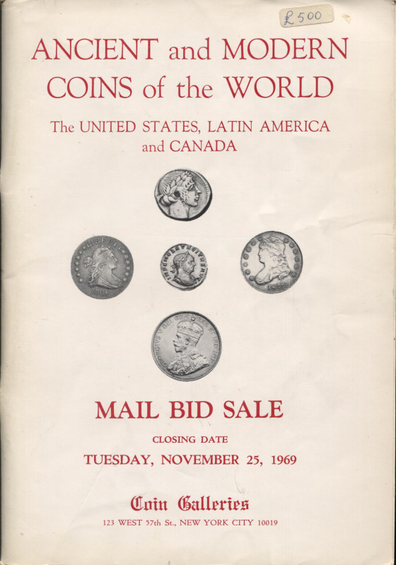 COIN GALLERIES. – New York, 25 – November, 1969. Ancient and modern coins of the...