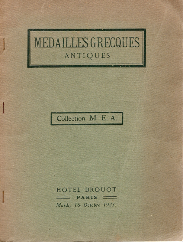 FLORANGE J. – CIANI L. - Paris, 16 – Octobre, 1923. Collection de Mr. E. A. meda...