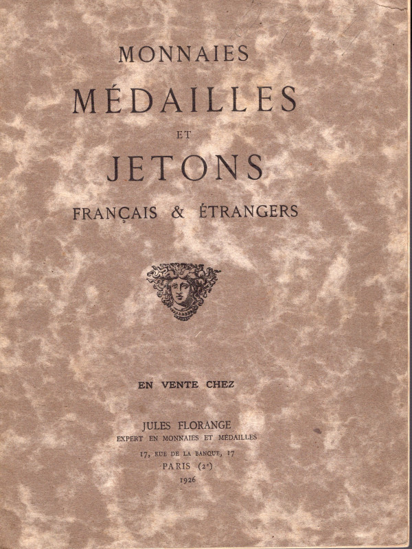 FLORANGE J. – Paris, 1926. Monnaies et medailles et jetons francaise & entranger...