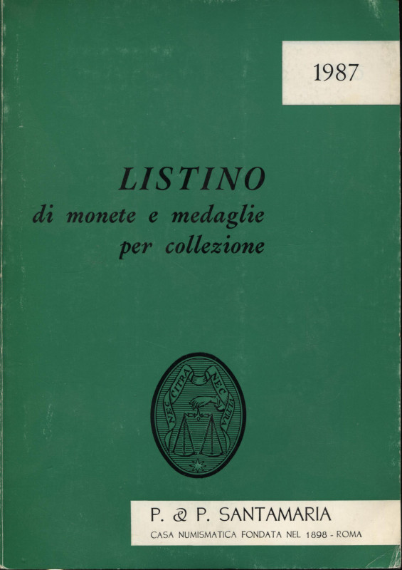 SANTAMARIA P&P. Listino a prezzi fissi 1987 Monet d’oro, greche, romane, italian...