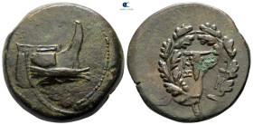 Mysia. Kyzikos circa 300-200 BC. Overstruck on an earlier issue from Kyzikos (SNG Paris 436).. Bronze Æ