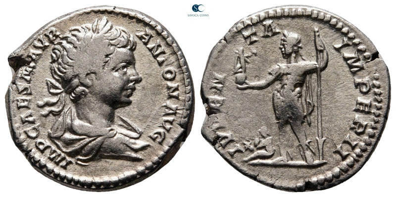 Caracalla AD 198-217. Rome
Denarius AR

18 mm, 3,19 g



very fine