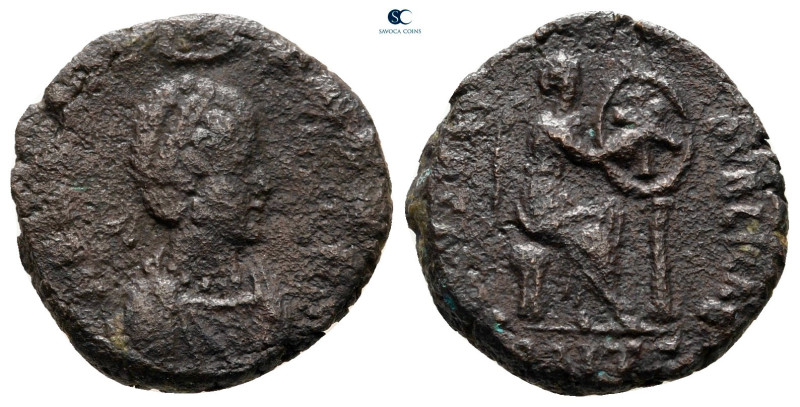 Aelia Eudoxia AD 400-404. Cyzicus
Follis Æ

17 mm, 2,59 g



nearly very ...