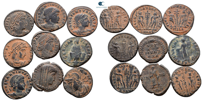 Lot of ca. 9 late roman bronze coins / SOLD AS SEEN, NO RETURN! 

very fine