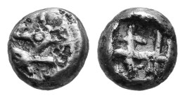 Greek
IONIA. Ephesos. Phanes (Circa 625-600 BC).
EL Fourrée 1/12 Stater (6.1mm 0.43g)
Obv: Forepart of stag right, head left.
Rev: Incuse square p...