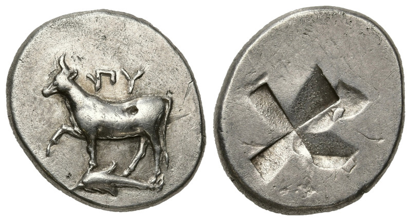 Greek
THRACE. Byzantion. (Circa 340-320 BC).
AR Siglos (18.16mm 5.31g)
Obv: Π...