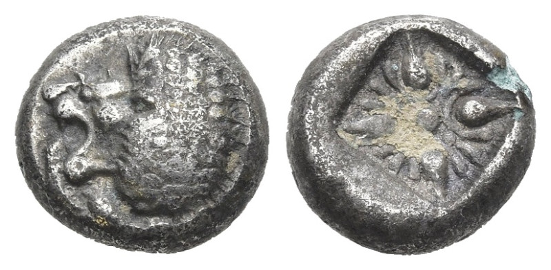 Greek
Ionia. Miletos (circa 525-475 BC).
AR Diobol (8.68mm 1.08g)
Obv: Forepa...