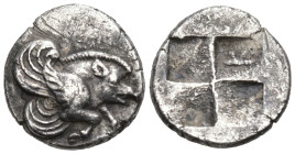 Greek
IONIA. Klazomenai. (Circa 480-400 BC)
AR Diobol (10.6mm 0.95 g).
Obv: Forepart of a winged boar to right.
Rev: Quadripartite incuse square....