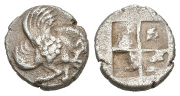 Greek
IONIA. Klazomenai. (Circa 480-400 BC)
AR Diobol (10.2mm 1.07g).
Obv: Forepart of a winged boar to right.
Rev: Quadripartite incuse square.
...