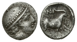 Greek
THRACE. Ainos. (Circa 409/8-408/7 BC).
AR Diobol (10.44mm 1.13g)
Obv: Head of Hermes right wearing petasos.
Rev: AINI. Goat standing right; ...