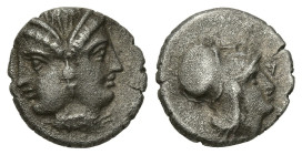 Greek
MYSIA. Lampsakos. (Circa 390-330 BC).
AR Diobol (11.03mm 1.12g).
Obv: Janiform female head,with circular earring
Rev: Head of Athena to righ...