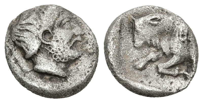 Greek
CARIA. Uncertain mint. (Circa 380-340 BC). Konuk Mint "E".
AR Diobol (11...