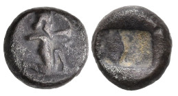 Greek
ACHAEMENID EMPIRE. Time of Darios I to Xerxes I ( circa 505-480 BC). Sardeis
1/6 Siglos (8.2mm 0.84g)
Obv: Persian king or hero in kneeling/r...