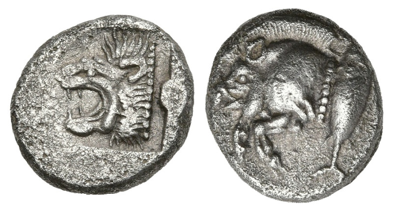 Greek
MYSIA. Kyzikos (Circa 450-400 BC)
AR Diobol (10.5mm 1.28g)
Obv: Forepar...