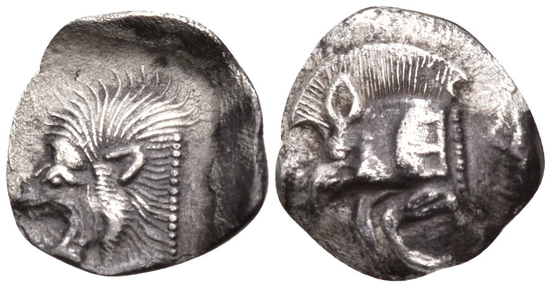 Greek
MYSIA. Kyzikos. (Circa 450-400 BC).
AR Obol (12mm 0.74g)
Obv: Forepart ...