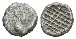 Greek
TROAS. Dardanos (450-420 BC).
AR Obol (8.38mm 0.56g)
Obv: Cock standing left.
Rev: Cross-hatch design.
Klein 303; SNG Ashmolean 1119.