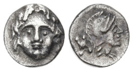 Greek
PISIDIA. Selge. (Circa 350-300 BC)
AR Obol (10.25mm 0.62g)
Obv: Facing gorgoneion
Rev: Helmeted head of Athena to right; astragalos behind....