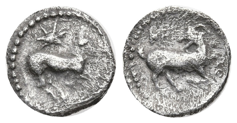 Greek
CILICIA. Kelenderis. (425-400 BC).
AR Obol (10.32mm 0.64g)
Obv: Horse p...