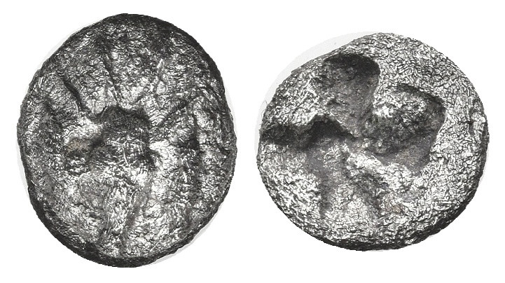 Greek
MYSIA. Kyzikos. (Circa 550-500 BC).
AR Hemiobol (7.7mm 0.35g)
Obv: Faci...