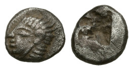 Greek
IONIA. Kolophon (Circa 530-500 BC).
AR Hemiobol (6.7mm 0.39g)
Obv: Archaic male head (of Apollo?) to left
Rev: Quadripartite incuse square p...