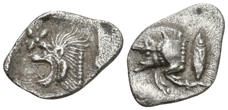 Greek
MYSIA. Kyzikos. (Circa 450-400 BC).
AR Hemiobol (7.9mm 0.37g)
Obv: Fore...