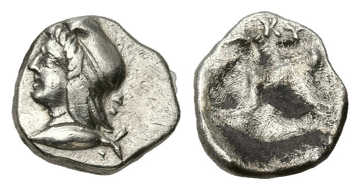 Greek
MYSIA. Kyzikos. Circa (450-400 BC).
AR Hemiobol (7.53mm 0.33g).
Obv: He...