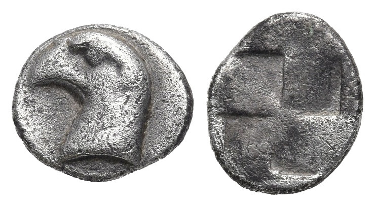 Greek
AEOLIS. Kyme. (Circa 450-400 BC).
AR Hemiobol (7.62mm 0.46g)
Obv: Head ...
