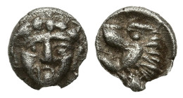 Greek
PISIDIA. Selge. (Circa 250-190 BC).
AR Hemiobol (7.87mm 0.44g)
Obv: Facing gorgoneion with protruding tongue
Rev: Head of lion to left; astr...