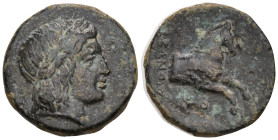 Greek
IONIA. Kolophon. (Circa 360-330 BC). Dionys..., magistrate.
AE Bronze (14.8mm 2.1g)
Obv: Laureate head of Apollo right.
Rev: ΔIONYΣ... / KO....