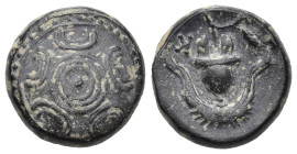 Greek
KINGS of MACEDON, Alexander III 'the Great' (Circa 336-323 BC)
AE Bronze (15.36mm 4.8g)
Obv: Macedonian shield with pellet on boss.
Rev: Mac...