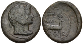 Roman Provincial
IONIA. Ephesus. Augustus with Livia (27 BC-14 AD). Konon, magistrate.
AE Bronze (20.5mm 6.59g)
Obv: Jugate heads of Augustus, laur...
