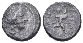 Roman Republican
Julius Caesar (Late 48-47 BC). Military mint traveling with Caesar in North Africa.
AR Denarius (16.08mm 3.72g).
Obv: Diademed hea...