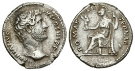 Roman Imperial
Hadrian (117-138 AD). Rome.
AR Denarius (18mm 2.93g)
Obv: HADRIANVS AVG COS III P P. Bare head right.
Rev: ROMAE AETERNAE. Roma sea...