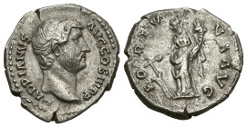 Roman Imperial
Hadrian (117-138 AD). Rome
AR Denarius (18mm 3.29g)
Obv: HADRIANVS AVG COS III P P. Bare head right
Rev: FORTVNA AVG. Fortuna stand...