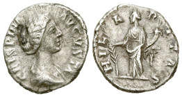 Roman Imperial
Crispina, Augusta (178-182 AD). Rome mint. Struck under Commodus.
AR Denarius (18.2mm 2.83g).
Obv: Draped bust right
Rev: Hilaritas...