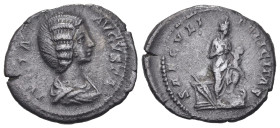 Roman Imperial
Julia Domna, Augusta (193-217 AD). Rome
AR Denarius (20.25mm 2.97g)
Obv: IVLIA AVGVSTA. Draped bust right.
Rev: SAECVLI FELICITAS. ...