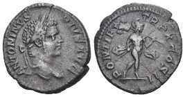 Roman Imperial
Caracalla (197-217 AD). Rome
AR Denarius (19.41mm 3.3g)
Obv: ANTONINVS PIVS AVG. Laureate head right.
Rev: PONTIF TR P X COS II. Ma...