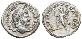 Roman Imperial
Caracalla (198-217 AD). Rome
AR Denarius (19.78mm 3.77g)
Obv: ANTONINVS PIVS AVG BRIT Laureate head of Caracalla to right.
Rev: MAR...