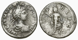 Roman Imperial
Caracalla (198-217 AD). Laodicea ad Mare.
AR Denarius (18.1mm 2.74g)
Obv: IMP CAE M AVR ANT AVG P TR P II. Laureate and draped bust ...