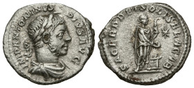 Roman Imperial
Elagabalus (218-222 AD). Rome
AR Denarius (18.4mm 2.56g)
Obv: IMP ANTONINVS PIVS AVG Laureate and draped bust of Elagabalus to right...