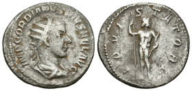 Roman Imperial
Gordian III (238-244 AD). Rome
AR Antoninianus (23.09mm 3.76g)
Obv: IMP GORDIANVS PIVS FEL AVG, radiate, draped and cuirassed bust t...